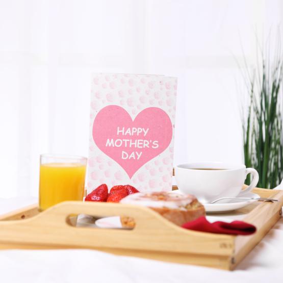 Breakfast tray with mother's day card