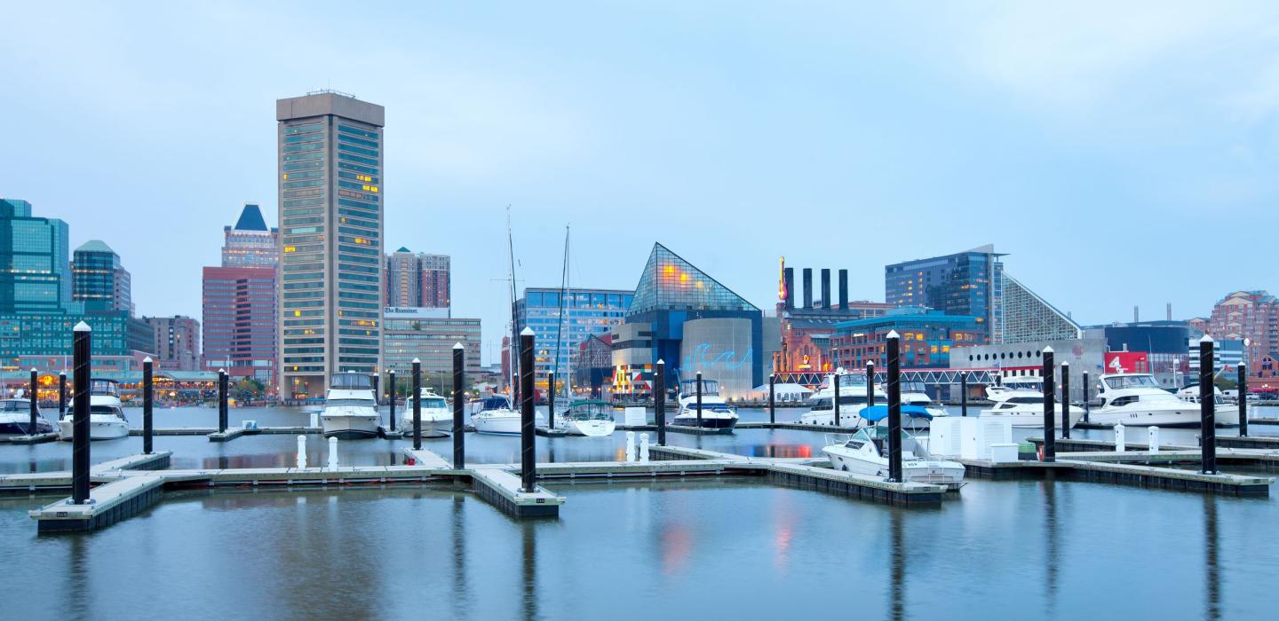 Baltimore's inner harbor located in Maryland.